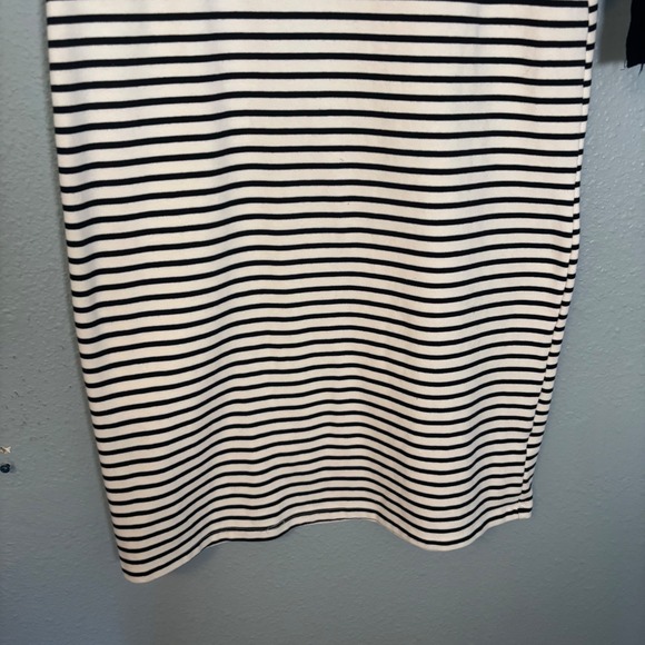Anthropologie Maeve Ribbons and Stripes Mini Shirt Dress Black White Size Medium - Picture 8 of 13